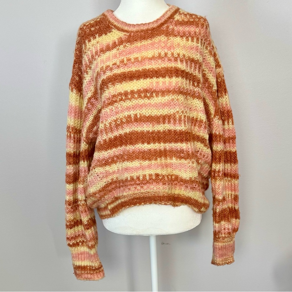 Striped Knit Sweater in Pink and Brown
